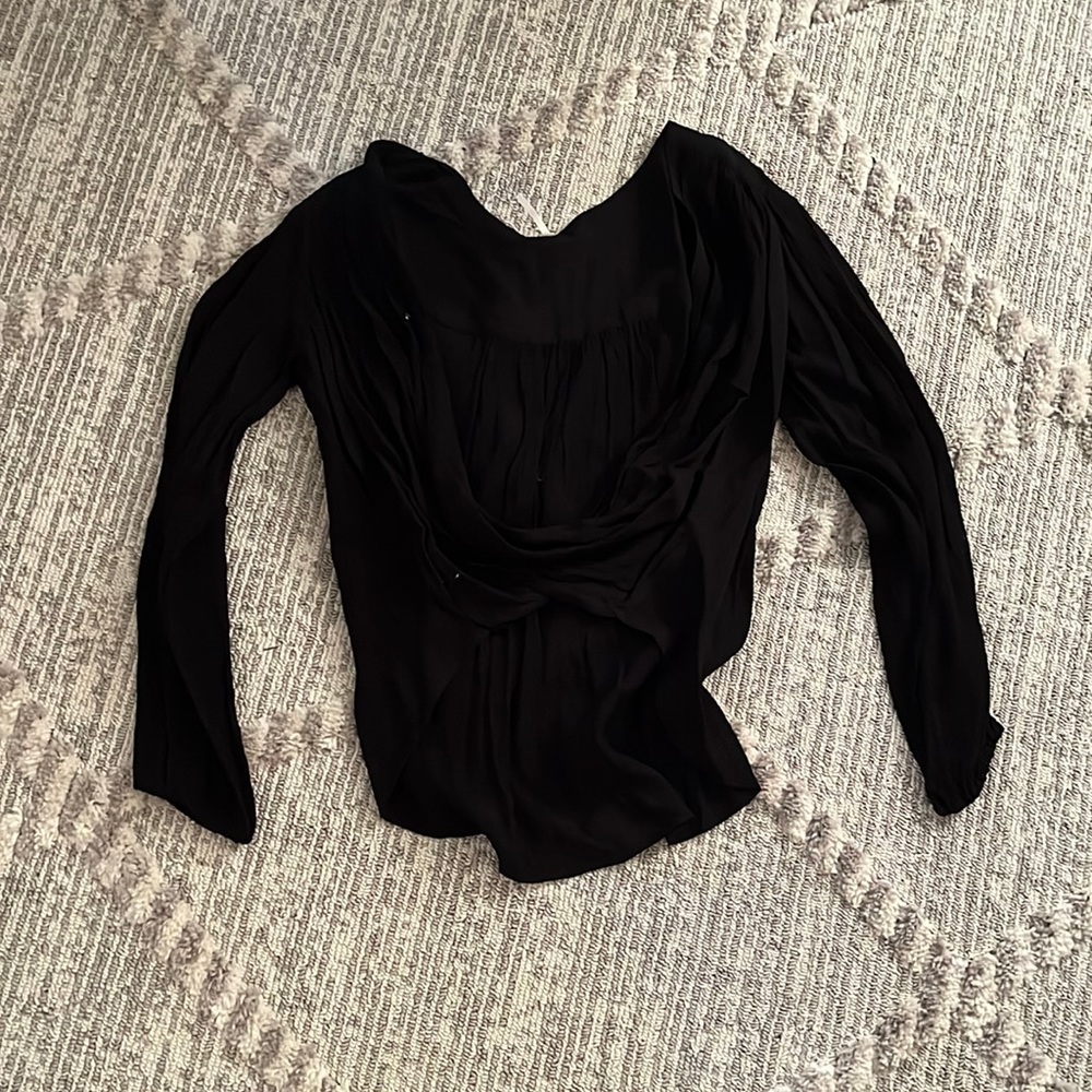 free people black blouse, button on top